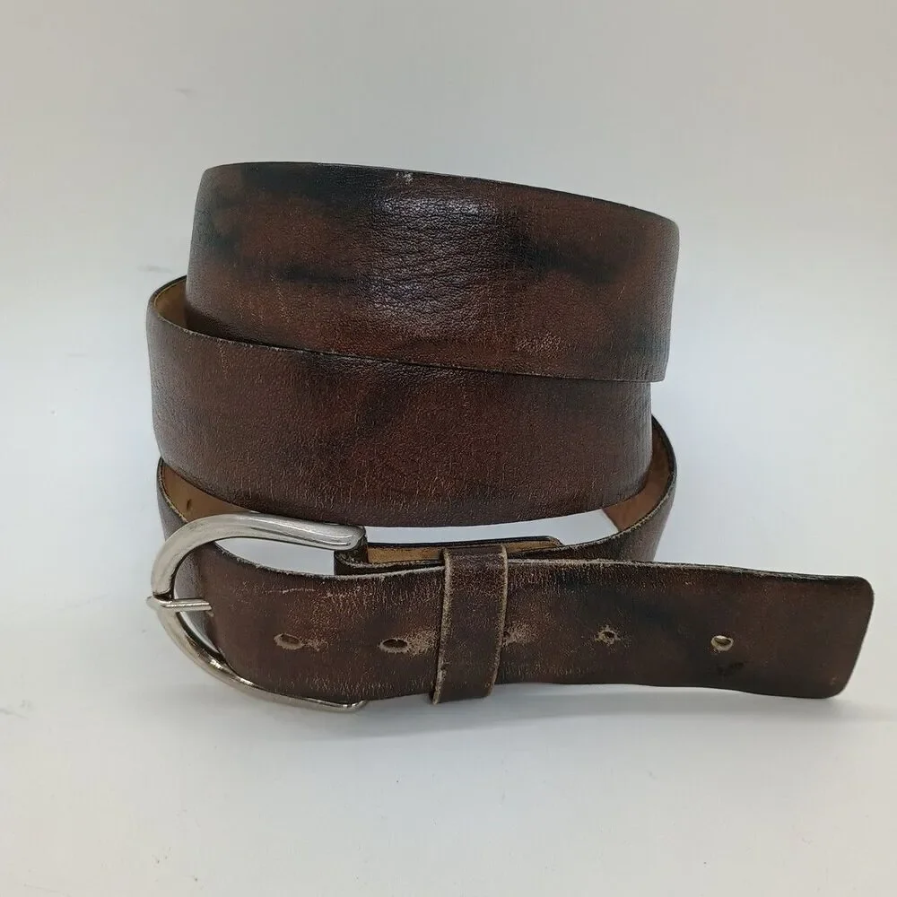 VTG Men's Size 38 Buxton Stitched Marble Brown/Black Lustrosa Bridlehide Belt